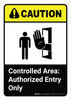 Caution: Controlled Area Authorized Entry with Icon ANSI Portrait - Wall Sign Caution: Controlled Area Authorized Entry with Icon ANSI Portrait - Wall Sign