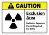 Caution: Exclusion Area Radiation with Icon ANSI Landscape - Wall Sign