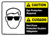 Caution: Eye Protection Required Bilingual Spanish with Icon ANSI Landscape - Wall Sign