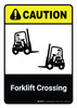 Caution: Forklift Crossing with Icon ANSI Portrait - Wall Sign