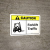 Caution: Forklift Traffic with Icon ANSI Landscape - Wall Sign