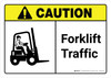 Caution: Forklift Traffic with Icon ANSI Landscape - Wall Sign