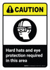 Caution: Hard Hat and Eye Protection Required with Icon ANSI Portrait - Wall Sign Caution: Hard Hat and Eye Protection Required with Icon ANSI Portrait - Wall Sign