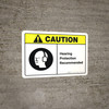 Caution: Hearing Protection Recommended with Icon ANSI Landscape - Wall Sign