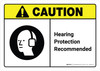 Caution: Hearing Protection Recommended with Icon ANSI Landscape - Wall Sign