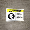 Caution: Hearing Protection Required Beyond This Point with Icon ANSI Landscape - Wall Sign Caution: Hearing Protection Required Beyond This Point with Icon ANSI Landscape - Wall Sign