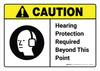 Caution: Hearing Protection Required Beyond This Point with Icon ANSI Landscape - Wall Sign Caution: Hearing Protection Required Beyond This Point with Icon ANSI Landscape - Wall Sign