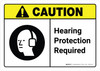Caution: Hearing Protection Required with Icon ANSI Landscape - Wall Sign