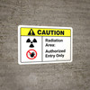 Caution: Radiation Area Authorized Entry with Icons ANSI Landscape - Wall Sign Caution: Radiation Area Authorized Entry with Icons ANSI Landscape - Wall Sign