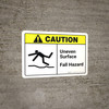 Caution: Uneven Surface Fall Hazard with Icon ANSI Landscape - Wall Sign Caution: Uneven Surface Fall Hazard with Icon ANSI Landscape - Wall Sign