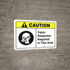Caution: Vapor Respirator Required in This Area with Icon ANSI Landscape - Wall Sign