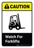 Caution: Watch For Forklifts with Icon ANSI Portriat - Wall Sign Caution: Watch For Forklifts with Icon ANSI Portriat - Wall Sign