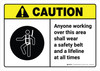 Caution: Wear A Safety Belt And A Lifeline At All Times with Icon ANSI Landscape - Wall Sign Caution: Wear A Safety Belt And A Lifeline At All Times with Icon ANSI Landscape - Wall Sign
