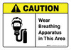Caution: Wear Breathing Apparatus in This Area with Icon ANSI Landscape - Wall Sign Caution: Wear Breathing Apparatus in This Area with Icon ANSI Landscape - Wall Sign