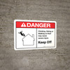 Danger: Climbing Sitting Walking On Roof May Cause Injury Keep Off with Icon ANSI Landscape - Wall Sign