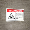 Danger: Corrosive Avoid Contact Wth Eyes And Skin with Icon ANSI Landscape - Wall Sign