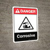 Danger: Corrosive with Icon ANSI Portrait - Wall Sign