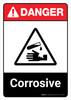 Danger: Corrosive with Icon ANSI Portrait - Wall Sign