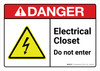 Danger: Electrical Closet Do Not Enter with Icon ANSI Landscape - Wall Sign Danger: Electrical Closet Do Not Enter with Icon ANSI Landscape - Wall Sign