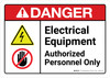 Danger: Electrical Equipment Authorized Personnel Only with Icons ANSI Landscape - Wall Sign Danger: Electrical Equipment Authorized Personnel Only with Icons ANSI Landscape - Wall Sign