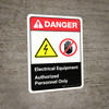 Danger: Electrical Equipment Authorized Personnel Only with Icons ANSI Portrait - Wall Sign Danger: Electrical Equipment Authorized Personnel Only with Icons ANSI Portrait - Wall Sign