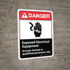 Danger: Exposed Electrical Equipment Access Qualified Personnel with Icon ANSI Portrait - Wall Sign