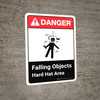 Danger: Falling Objects Hard Hat Area with Icon ANSI Portrait - Wall Sign