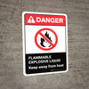Danger: Flammable Explosive Liquid Keep Away From Heat with Icon ANSI Portrait - Wall Sign Danger: Flammable Explosive Liquid Keep Away From Heat with Icon ANSI Portrait - Wall Sign