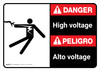 Danger: High Voltage Bilingual Spanish with Icon ANSI Landscape - Wall Sign Danger: High Voltage Bilingual Spanish with Icon ANSI Landscape - Wall Sign
