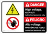 Danger: High Voltage Keep Out Authorized Personnel Only Bilingual Spanish with Icon ANSI Landscape - Wall Sign Danger: High Voltage Keep Out Authorized Personnel Only Bilingual Spanish with Icon ANSI Landscape - Wall Sign