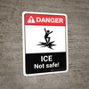 Danger: Ice Not Safe with Icon ANSI Portrait - Wall Sign