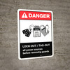 Danger: Lock Out Tag Out Before Removing Guards with Icon ANSI Portrait - Wall Sign