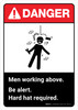 Danger: Men Working Above Hard Hat Required with Icon ANSI Portrait - Wall Sign Danger: Men Working Above Hard Hat Required with Icon ANSI Portrait - Wall Sign