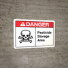 Danger: Pesticide Storage Area Sign with Icon ANSI Landscape - Wall Sign Danger: Pesticide Storage Area Sign with Icon ANSI Landscape - Wall Sign