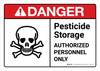 Danger: Pesticide Storage Authorized Personnel Only with Icon ANSI Landscape - Wall Sign