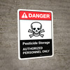 Danger: Pesticide Storage Authorized Personnel Only with Icon ANSI Portrait - Wall Sign