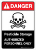 Danger: Pesticide Storage Authorized Personnel Only with Icon ANSI Portrait - Wall Sign