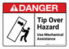 Danger: Tip Over Hazard Use Mechanical Assistance with Icon ANSI Landscape - Wall Sign