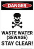 Danger: Waste Water Sewage Stay Clear - Wall Sign