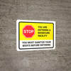 Stop You Are Entering A Biosecure Facility - Sanitize Your Boots Before Entering Landscape - Wall Sign
