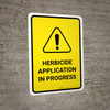 Herbicide Application In Progress with Hazard Icon Portrait - Wall Sign
