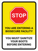 Stop You Are Entering A Biosecure Facility - Sanitize Your Boots Before Entering Portrait - Wall Sign
