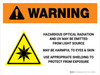 Warning: ISO Hazardous Optical Radiation Label Landscape - Wall Sign