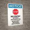 Notice: Stop - No Entry Biosecurity Measures Are In Effect Portrait - Wall Sign Notice: Stop - No Entry Biosecurity Measures Are In Effect Portrait - Wall Sign