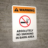 Warning: Absolutely No Smoking in Barn Area with Icon Portrait - Wall Sign