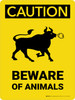 Caution: Beware Of Animals Portrait - Wall Sign Caution: Beware Of Animals Portrait - Wall Sign