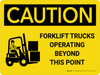Caution: Forklift Trucks Operating Beyond Point with Icon Landscape - Wall Sign Caution: Forklift Trucks Operating Beyond Point with Icon Landscape - Wall Sign