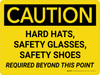 Caution: Hard Hat Safety Glasses Safety Shoes Required Landscape - Wall Sign