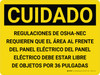 Caution: OSHA NEC Regulations Requires Spanish Landscape - Wall Sign