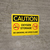 Caution: Oxygen Storage No Smoking Open Flame with Graphic Landscape - Wall Sign Caution: Oxygen Storage No Smoking Open Flame with Graphic Landscape - Wall Sign